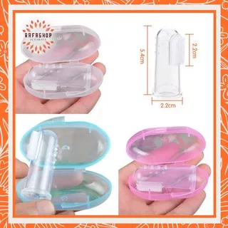 HOME097 Teether Sikat Gigi Bayi Silicon Untuk Anak Bayi Panjang Sejari Bahan Silikon Lembut