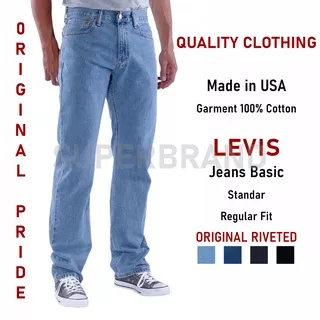 Celana Levis Pria 505 Reguler Pants ( Celana Jeans Pria Model Standar ) Ukuran 28-38 Panjang