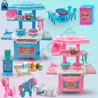 Mainan Anak Perempuan Kompor Alat Masak Masakan Wastafel Dapur Kitchen Set Kuda Poni