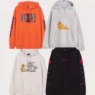 H&M FULL TAG SHINING GARFIELD GREY ORANGE TOM AND JERRY TOM & JERRY LOVE IS BLIND FLOWER ROSE BLACK CREAM HOODIE SWEATER JACKET HNM SALE NEW