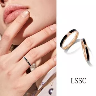 Cincin Titanium Emas Wanita /Pria /Pasangan Anti Karat Berlian Korea Perhiasan