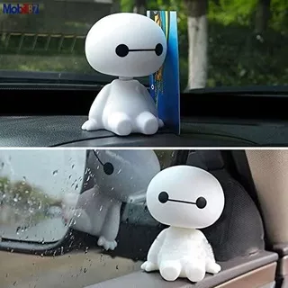 Baymax Shaking Head Ornament Aksesoris Mobil Baymax Cute Cartoon Bobblehead Doll Toy Car Accessories/Dashboard Bobblehead for Car/ Interior Decoration, Bobble Head Toy Gift