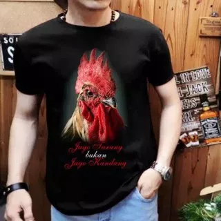 Kaos Pendek Pria / Motif Ayam Jago Merah Uk M - L - XL - Genius.Collection