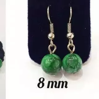 Anting Batu Giok Hijau Burma 8 mm