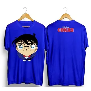 Baju Tshirt Kaos Distro Fashion Cowok/Cewek Dewasa Conan Kacamata Blue