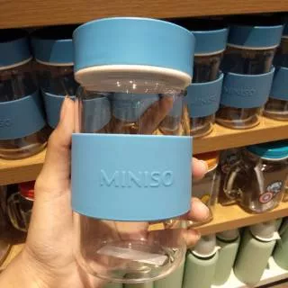 Simple high borosilicate glass water bottle miniso 340ml