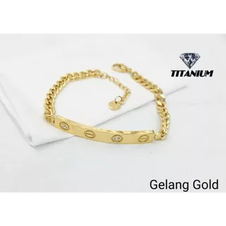 GELANG RANTAI TITANIUM PLAT WANITA KUALITAS IMPORT/ GELANG RANTAI TITANIUM WANITA MODEL PLAT STAINLESS STEEL