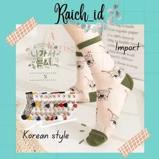 Kaos kaki jaring transparan wanita korean style motif kucing kaos kaki stocking wanita import motif lucu kaus kaki cewek korea murah model transparan socks wanita transparant motif kucing lucu kaos kaki transparan stoking pendek perempuan import