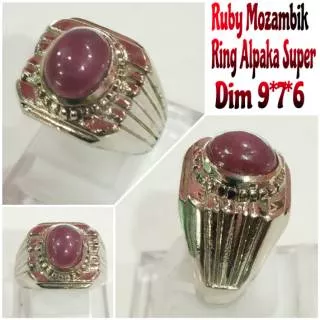 Cincin pria batu permata ruby mozambik natural &batu akik ruby mozambik &cincin alpaka &cincin cowok