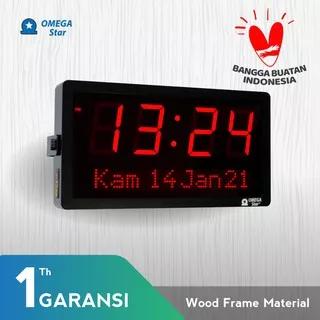 Jam Digital Dinding Kayu  Clock and Date / Wooden Digital Clock Modern Minimalist - OMEGA STAR