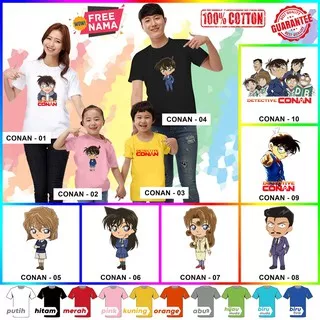 [FREE NAMA!!] Baju Kaos COUPLE  ANAK DAN DEWASA DETEKTIF CONAN BANYAK MOTIF