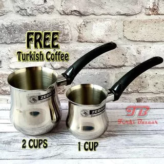Turkish Coffee Maker, Zebra Bakelite Handle, Cezve, Ibrik, for 2 Cups
