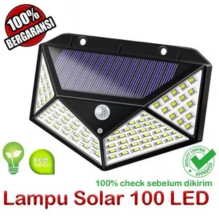 LP-01 Lampu 100 LED Solar Cell Tenaga Surya Matahari Panel Sensor Dinding Taman Outdoor Wall Lamp