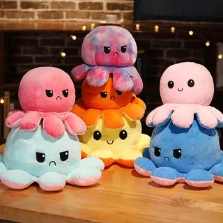 Octopus Stuffed Toy TIKTOK Reversible Octopus Mood Plush Octopus Flip Doll Stuffed B6S7