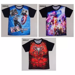 Kaos Atasan Anak Cowok Anak Laki Superhero : Avengers, Captain America, Spiderman - Usia 4-7 Tahun