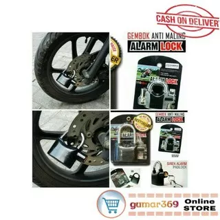 Gembok Alarm / alarm Lock / alarm Anti Maling / Kunci Cakram Motor