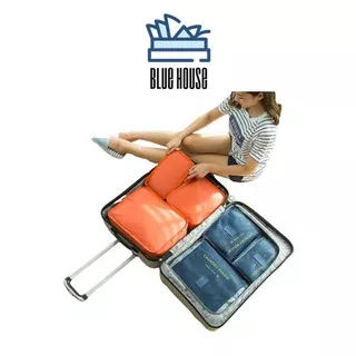 Blue House - Travel Bag 6 in 1 Storage Baju Kosmetik Organizer Set 6pcs