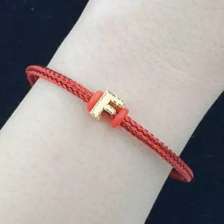 Gelang tali pandora with liontin huruf F balok alphabeta kadar 700 dan kadar 875