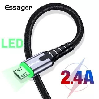 Essager Micro USB LED Fast Charging Data Cable Micro USB Charger for Samsung Xiaomi Oppo Android Phone Kabel Data Handphone