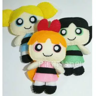 Boneka Flanel Karakter Power Puff Girl (Blossom, Bubble, Buttercup)