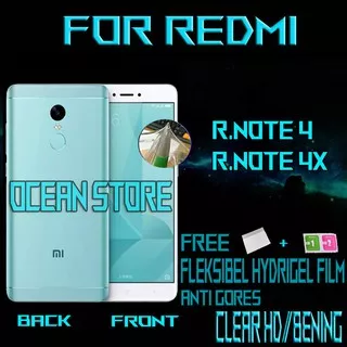 Clear HD/Hydrogel Antigores Jelly /Anti Gores Hydrogel/Depan & Belakang/Xiaomi Redmi Note 4/Note 4x | OS95
