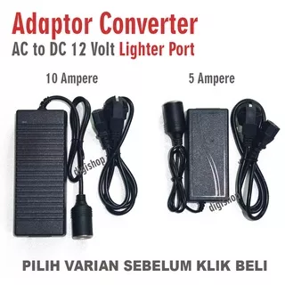 Adaptor Lighter Converter Konverter 220V AC To 12V DC Lighter Socket Power Mobil Kulkas EU 5A 10A