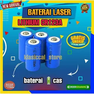 BATERAI LITHIUM CR123A BIRU BATTERAI LASER SENAPAN DAN SENTER 1300mA