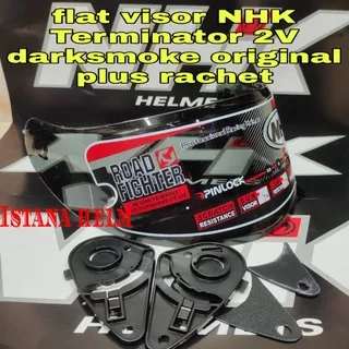 KACA HELM FLAT VISOR NHK TERMINATOR 2V DARKSMOKE ORIGINAL PLUS RACHET