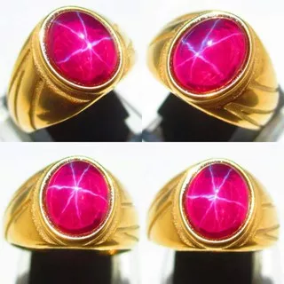 Cincin Pria Batu Permata ruby star burma top 6 ray star tajam HQ crystal