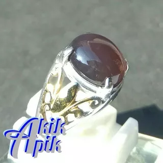 Cincin Pria Batu Natural Purple Chalcedony Non Dyed Akik Kecubung Asihan Kasihan