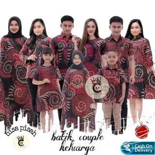 Baju Batik Couple Keluarga Modern Set Seragam Couple Batik Sarimbit Pasangan Suami Istri Ayah Ibu Dan Anak Laki-laki Cowok Cewek Perempuan Sragam Atasan Kemeja Blouse Kerja Pesta Kondangan Dress Busui Jumbo Batik Merah Maron Kekinian Premium Murah Terbaru