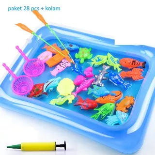 [LOGU] Mainan pancing ikan dengan air, Kolam pancing ikan magnet anak