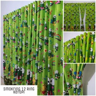 COD || Promo Gorden Smokring / Hordeng Smokring Bunga Ring 12, Bisa Jendela / Pintu MOTIF KEROPPI