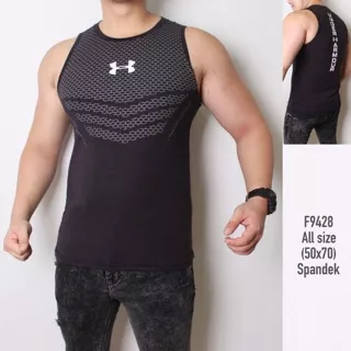 F9428 Singlet Armour Hitam Singlet Gym Armour Singlet Fitness Armour Singlet Olahraga Tanktop Gym