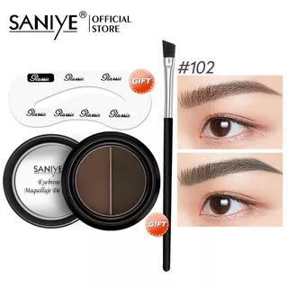 ?SANIYE?Tahan Air Bedak Alis 4 Warna Brow Set Riasan Profesional Dengan kuas E028