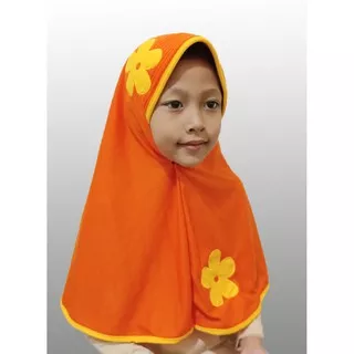 Kerudung Sekolah Anak SD Vania Bunga Ceplok Size M Hijab Anak Sekolah Pasar Hija`b