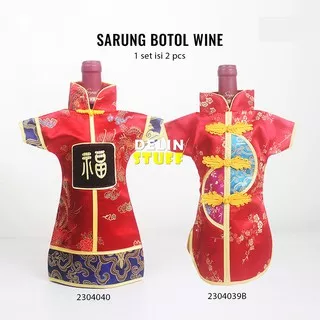 Sarung Botol Wine / Cover Botol Wine Champagne Sangjit Pernikahan Wedding (2304040 & 2304039B)