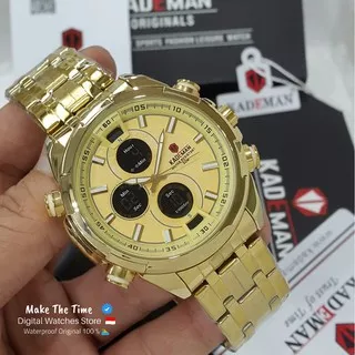 Jam Tangan Pria Kademan K9041G Dual Time Rantai Stainless Steel Original Waterproof