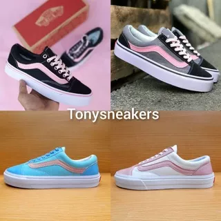 Sepatu Vans Oldskool Black Pink White Women. Sneakers Wanita