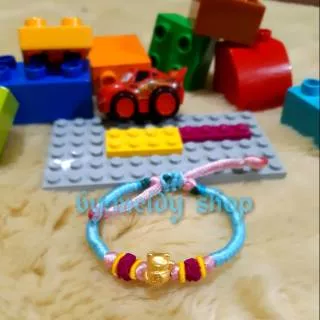 Gelang emas hongkong HK 24 karat kucing rejeki fengshui tali simpul merah ORIGINAL kado mura