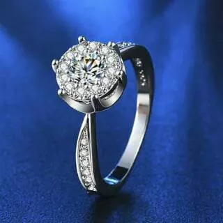 Cincin Lapis Emas Putih Silver Berlian Imitasi Cubic Zirconia Size 5 Kecil - BR259 kawin Asli