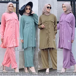 Hijab Sisters Nikita One Set Jumbo Premium Motif Polos / Setelan Muslim Wanita LD 120 / Tunik Busui