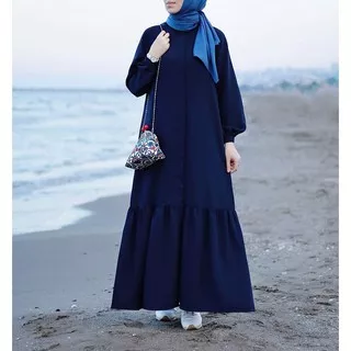 Sabiya Maxi Varian Navy | Gamis Polos | Baju Termurah | Casual | Homey | Gamis Kondangan Busui | Dress Muslimah | Gamis Jumbo Polos | Full Kancing Aktif | Tangan Balon | Gamis Muslim Syari | OOTD Korean Style |Syari Newah Terbaru 2021/2022 | Baju Wanita |