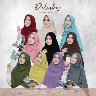 Delisha - Jilbab semi instan pet antem syari cantik murah / khimar instan / jilbab segiempat / hijab