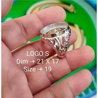 Emban batu akik alpaka-cincin titanium pria wanita cauple-grosir ring perak monel size 19