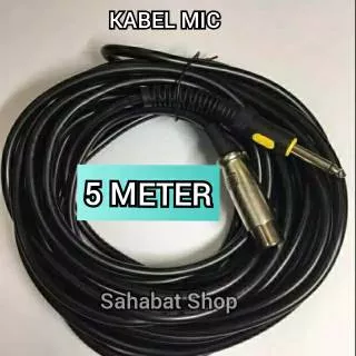 Kabel Mic Microphone 5 meter Kualitas Bagus Jack Canon XLR Female ke Akai Mono 6.5mm