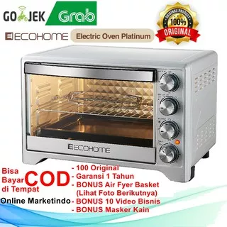 Oven Listrik Low Watt Ecohome Platinum Elektrik EOP-888 Grill Bake Pembuat Roti Bakar dll