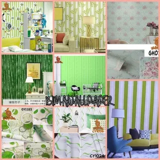 WALLPAPER SALUR HIJAU MINIMALIS/WALLPAPER DINDING HIJAU 3D WALLAPPER GARIS HIJAU