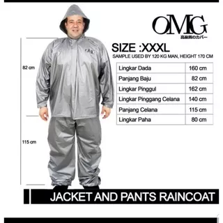 Jas Hujan Super Jumbo Extra Large Big Size XXXL OMG Jaket Celana / Jas Hujan OMG XXXL / Stelan Setelan OMG XXXL UNISEX