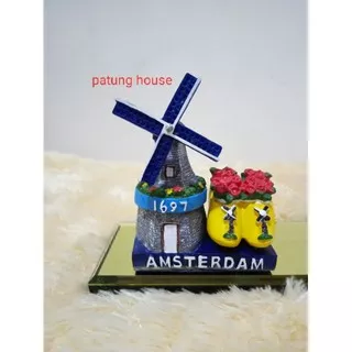 Miniatur Souvenir Pajangan Kincir Angin Amsterdam Holland Belanda